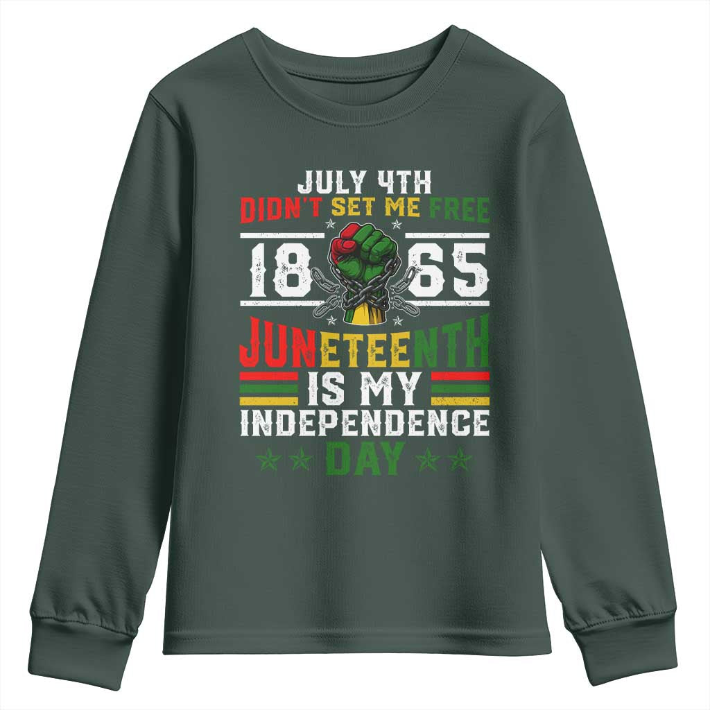 July 4th Didn't Set Me Free 1865 Juneteenth Is My Independence Day Youth Sweatshirt