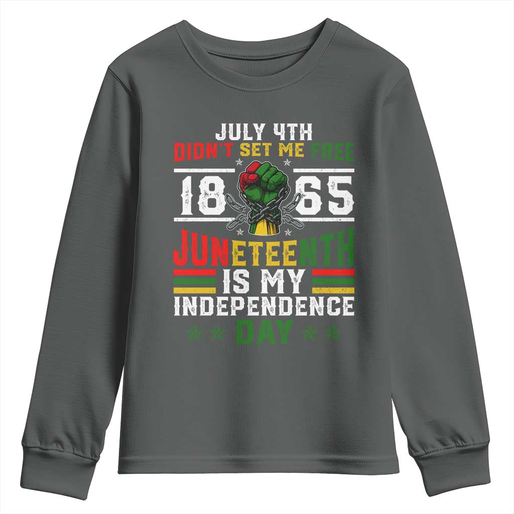 July 4th Didn't Set Me Free 1865 Juneteenth Is My Independence Day Youth Sweatshirt