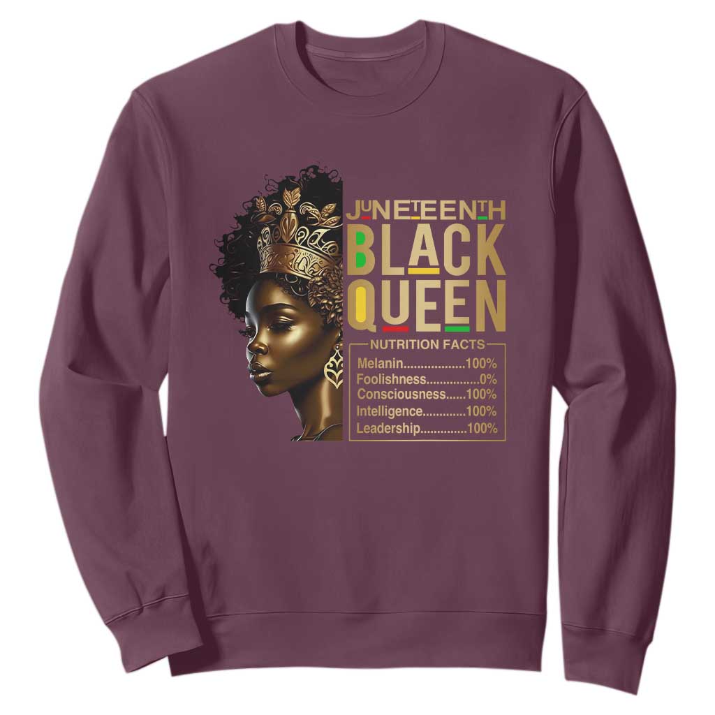 Juneteenth Black Queen Nutritional Facts Sweatshirt Afro Melanin Queen