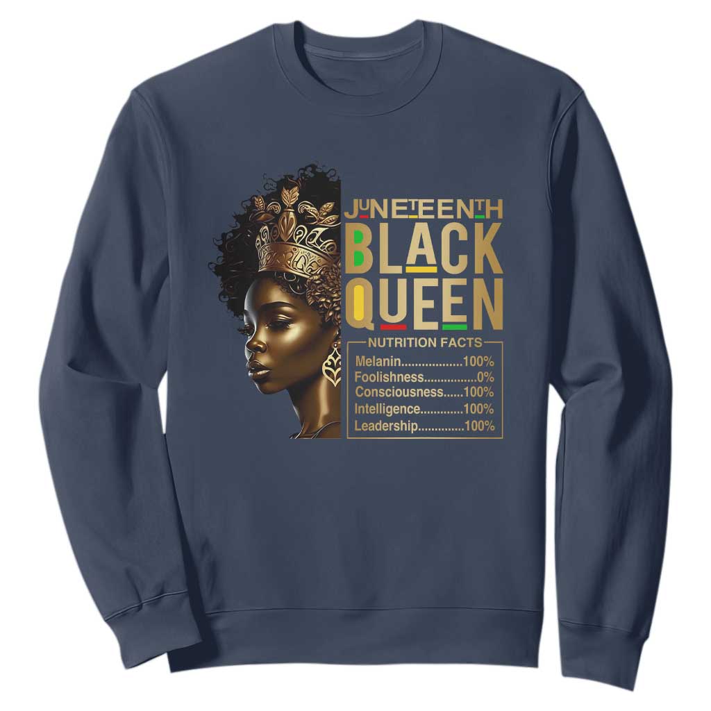 Juneteenth Black Queen Nutritional Facts Sweatshirt Afro Melanin Queen