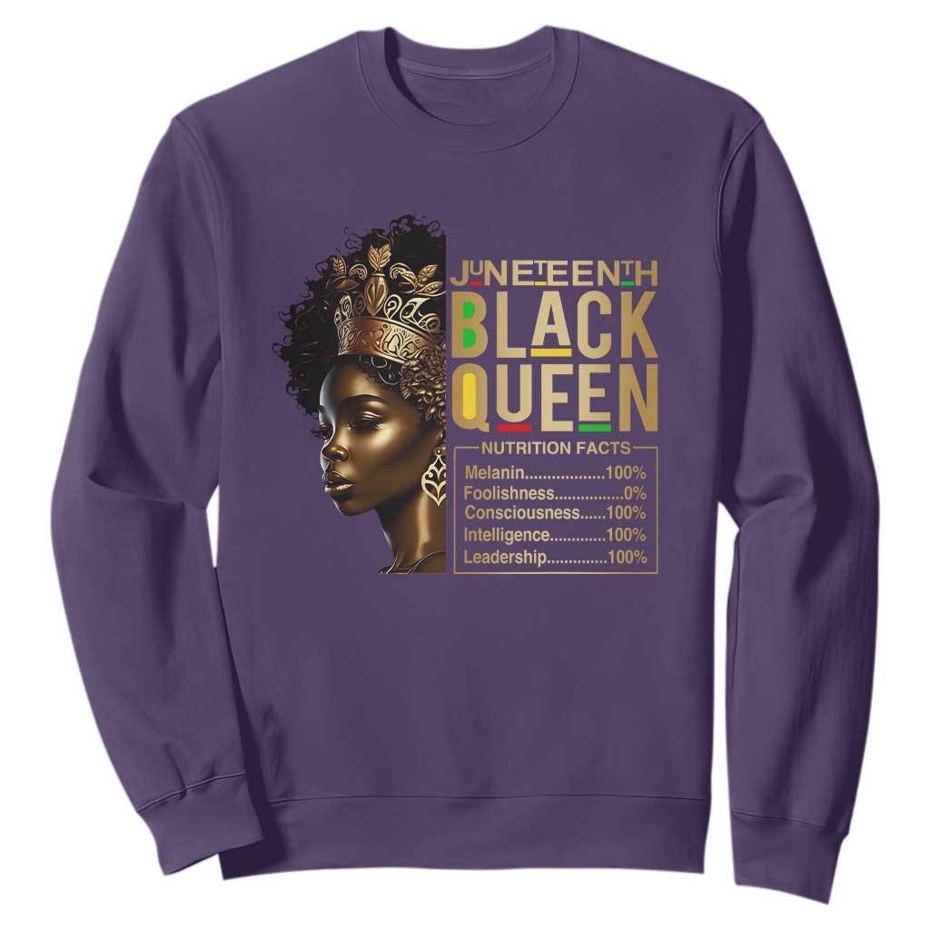 Juneteenth Black Queen Nutritional Facts Sweatshirt Afro Melanin Queen