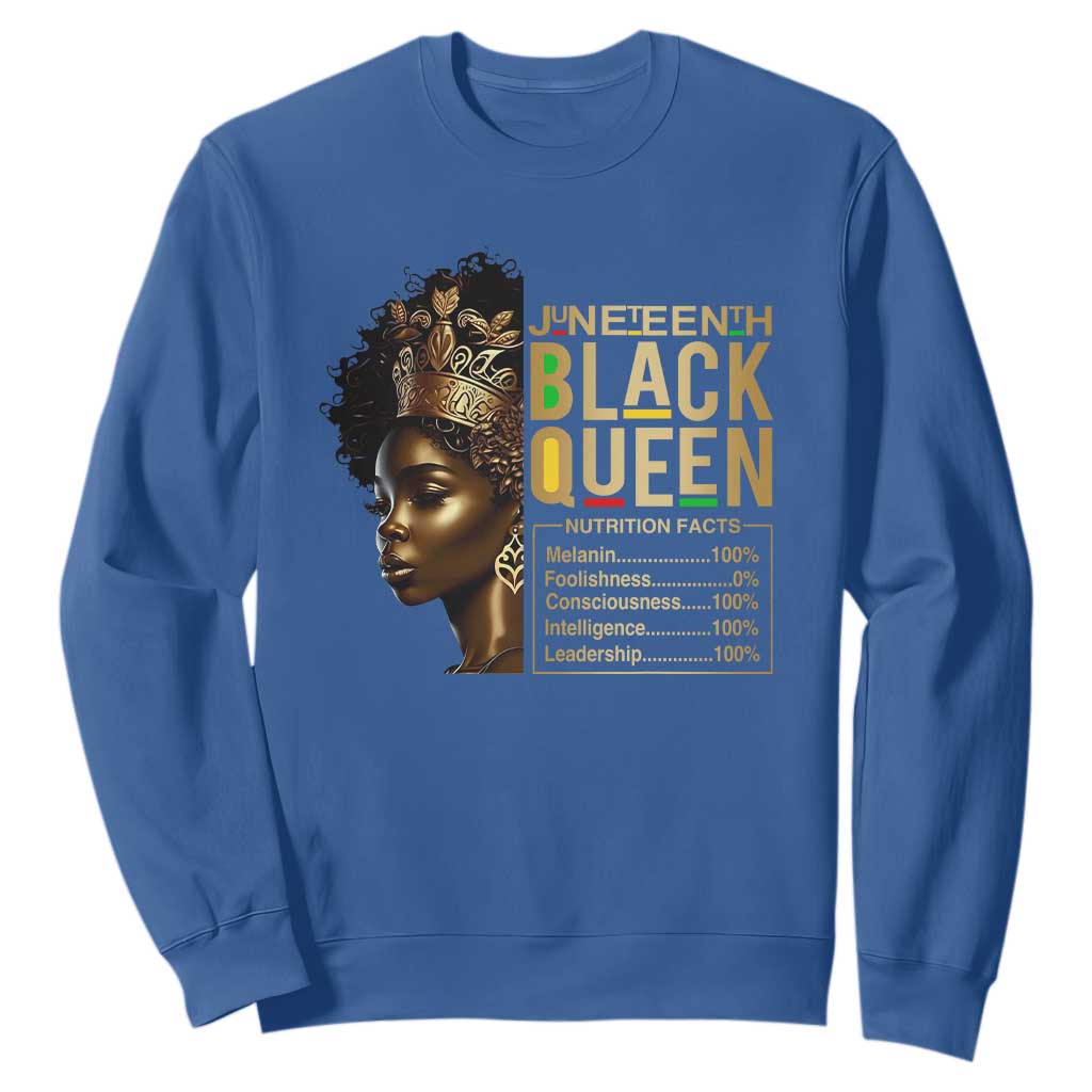 Juneteenth Black Queen Nutritional Facts Sweatshirt Afro Melanin Queen
