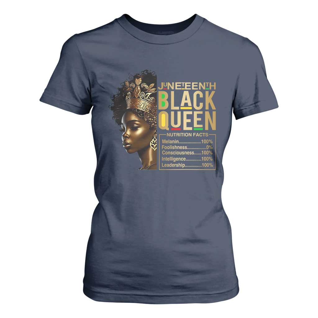 Juneteenth Black Queen Nutritional Facts T Shirt For Women Afro Melanin Queen