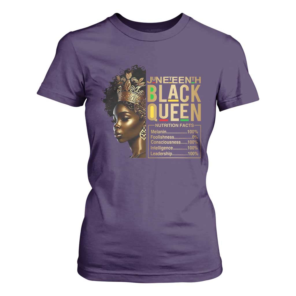 Juneteenth Black Queen Nutritional Facts T Shirt For Women Afro Melanin Queen