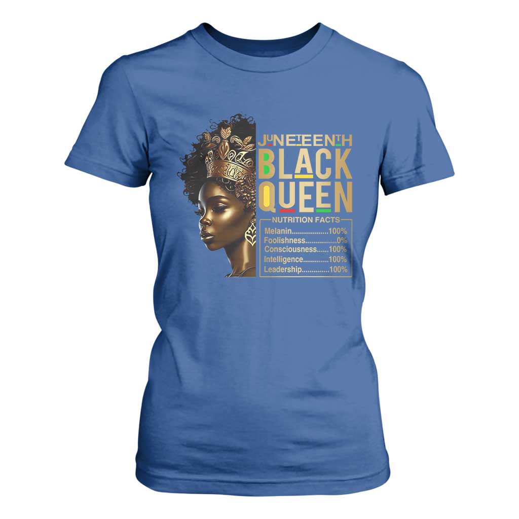 Juneteenth Black Queen Nutritional Facts T Shirt For Women Afro Melanin Queen