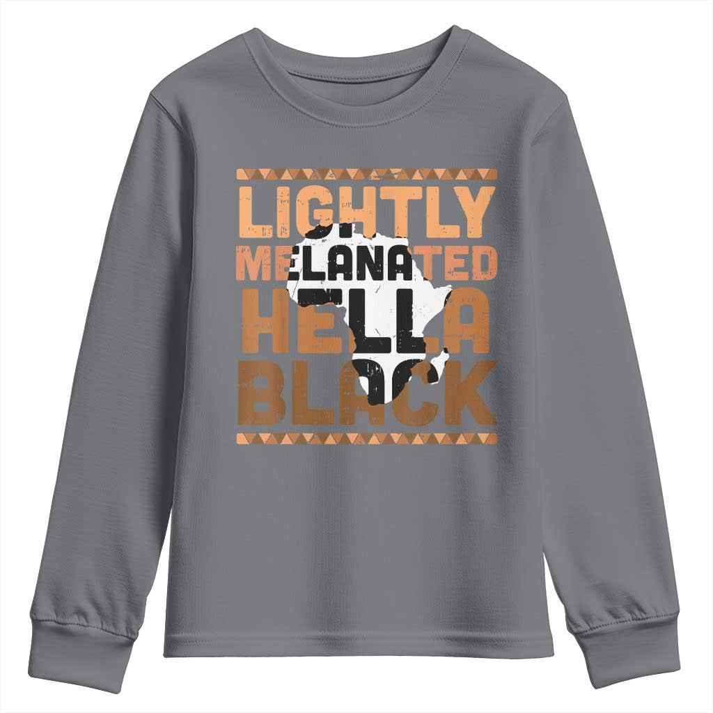 Lightly Melanated Hella Black Youth Sweatshirt Melanin African Pride Map Black History