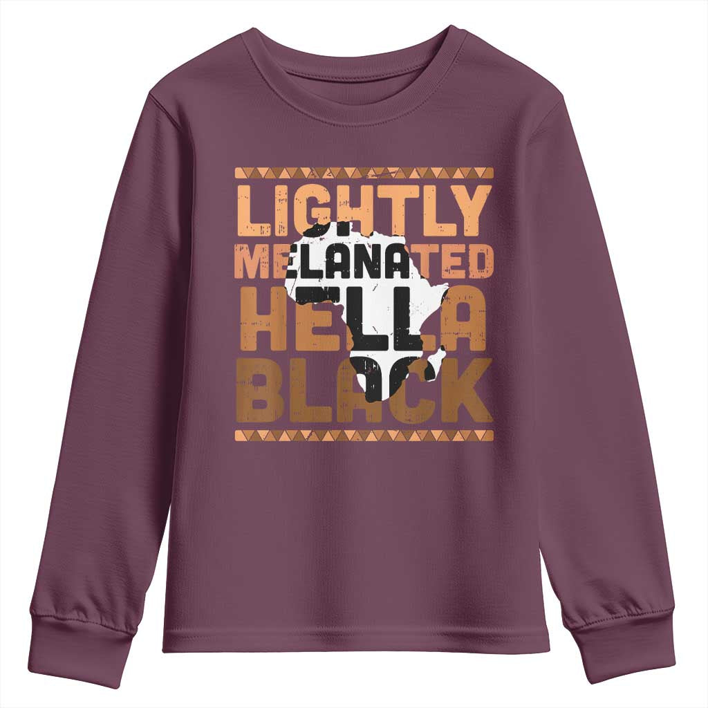 Lightly Melanated Hella Black Youth Sweatshirt Melanin African Pride Map Black History