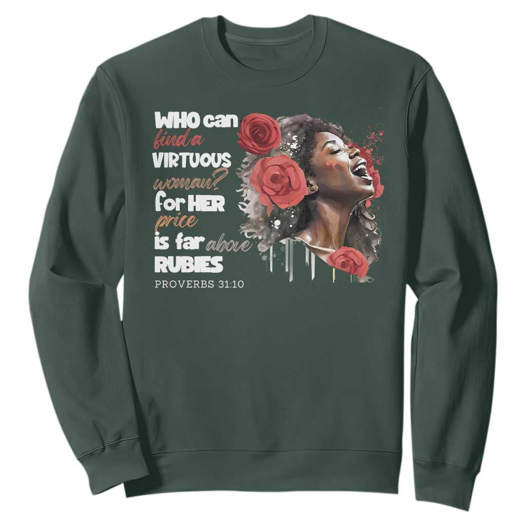 Christian African American Sweatshirt Who Can Find A Virtuous Woman