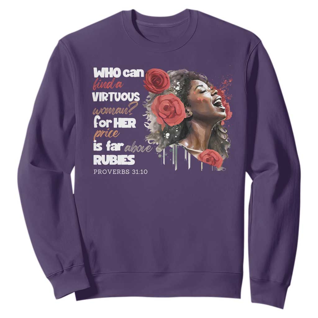 Christian African American Sweatshirt Who Can Find A Virtuous Woman