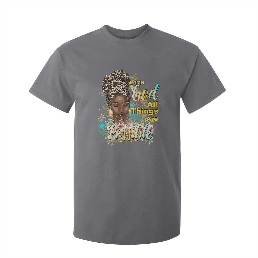 Christian African American T Shirt For Kid With God All Things Are Possible Black Prayer