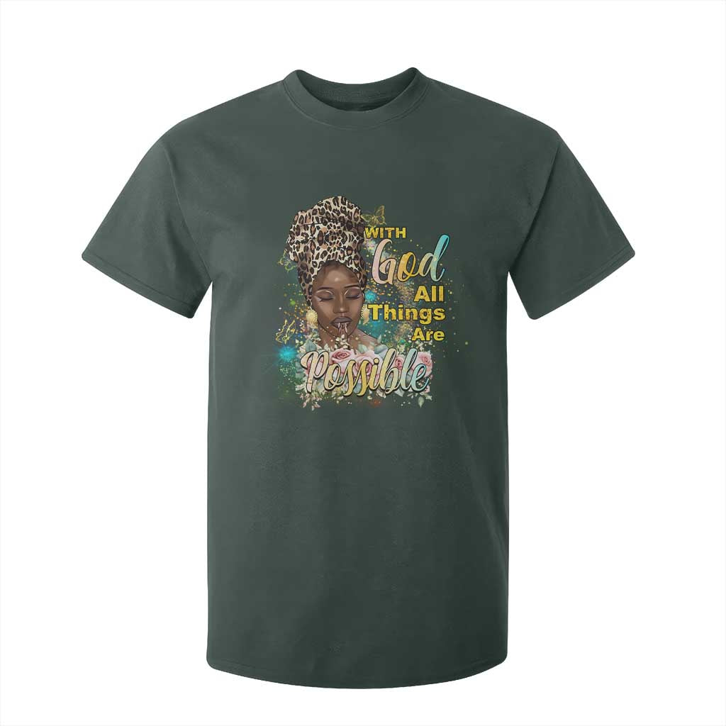 Christian African American T Shirt For Kid With God All Things Are Possible Black Prayer