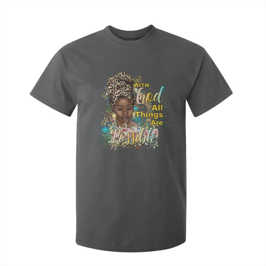 Christian African American T Shirt For Kid With God All Things Are Possible Black Prayer
