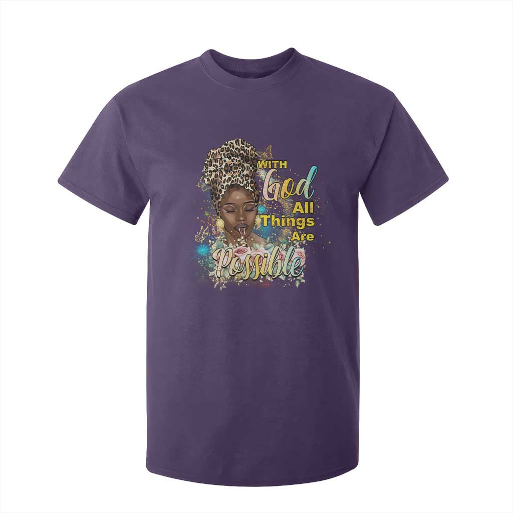 Christian African American T Shirt For Kid With God All Things Are Possible Black Prayer