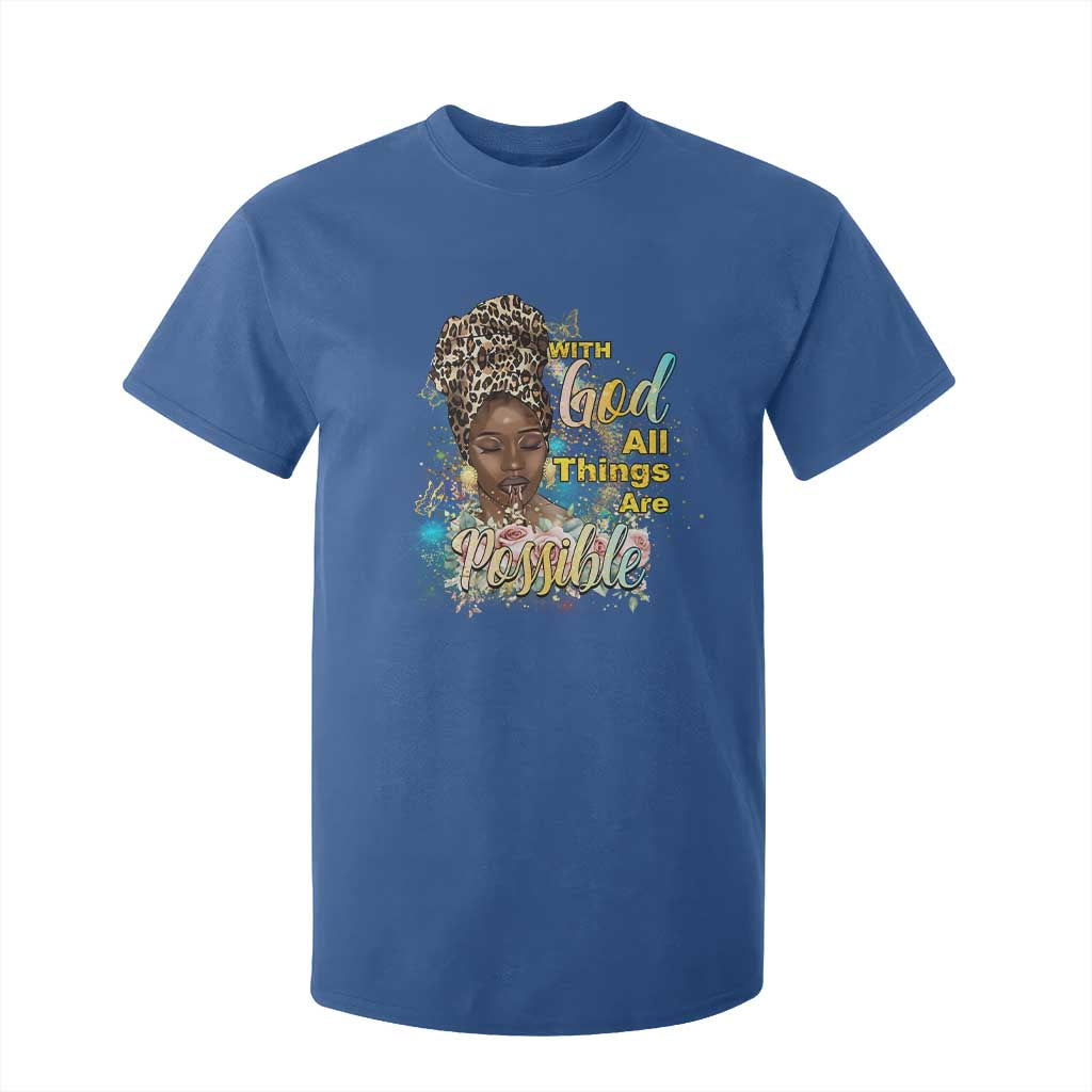 Christian African American T Shirt For Kid With God All Things Are Possible Black Prayer
