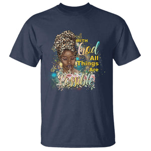 Christian African American T Shirt With God All Things Are Possible Black Prayer