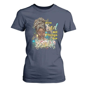 Christian African American T Shirt For Women With God All Things Are Possible Black Prayer