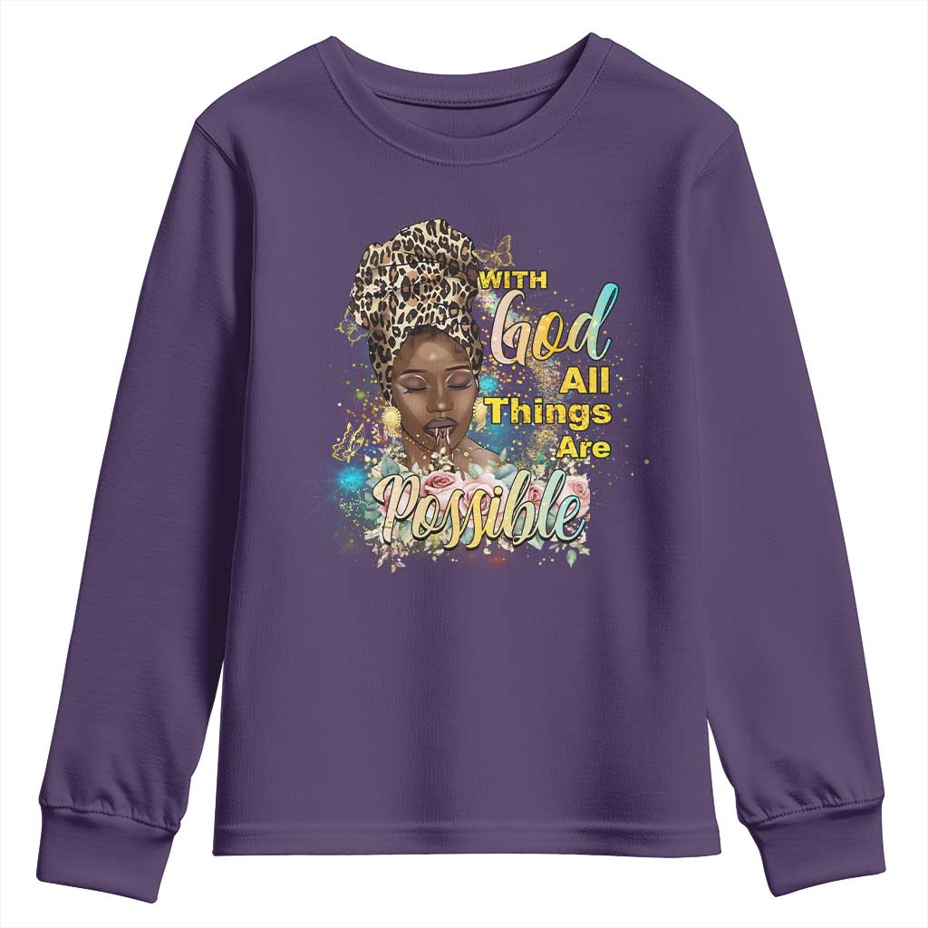 Christian African American Youth Sweatshirt With God All Things Are Possible Black Prayer