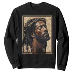 Religious Black Jesus With Crown Of Thorns Sweatshirt