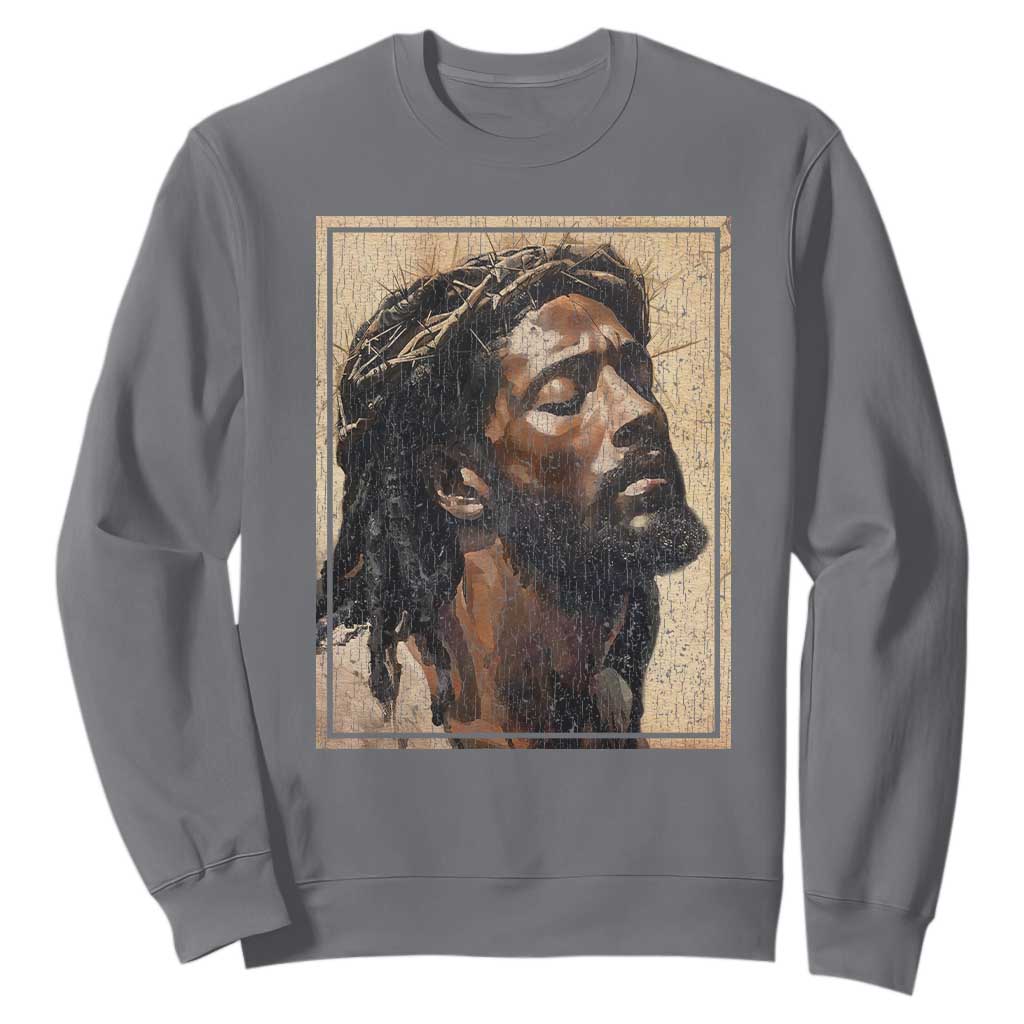 Religious Black Jesus With Crown Of Thorns Sweatshirt