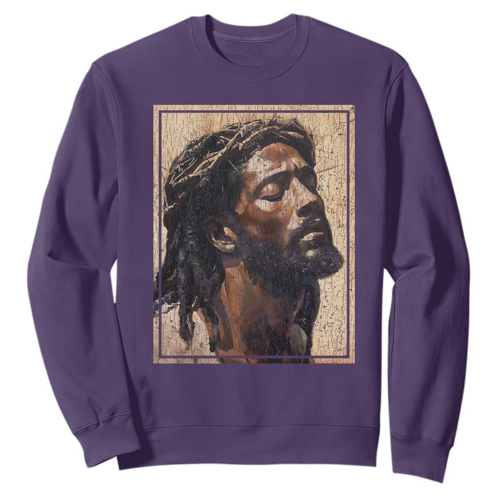 Religious Black Jesus With Crown Of Thorns Sweatshirt