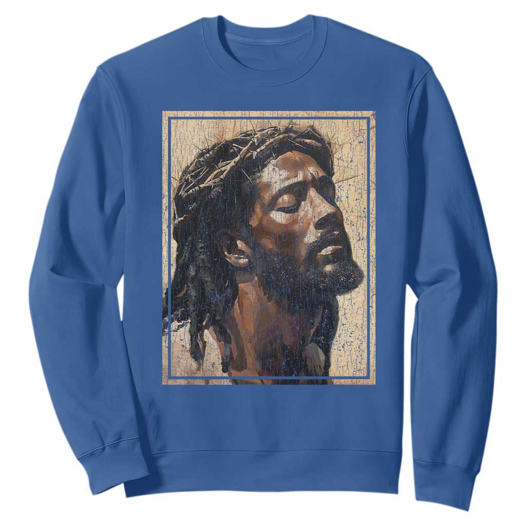 Religious Black Jesus With Crown Of Thorns Sweatshirt