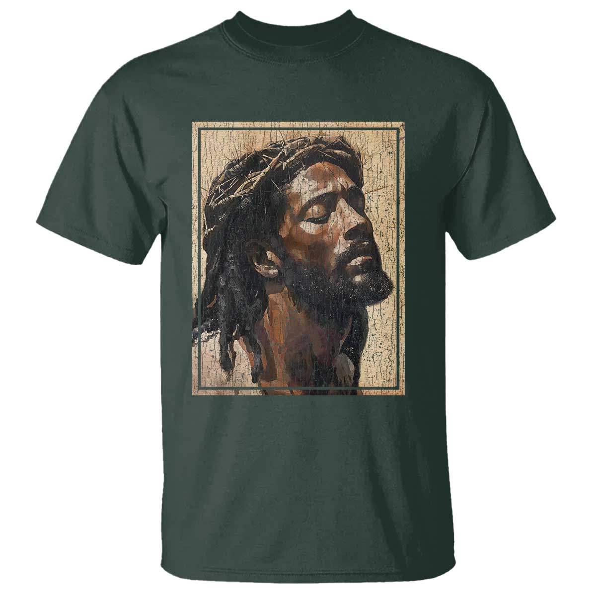 Religious Black Jesus With Crown Of Thorns T Shirt