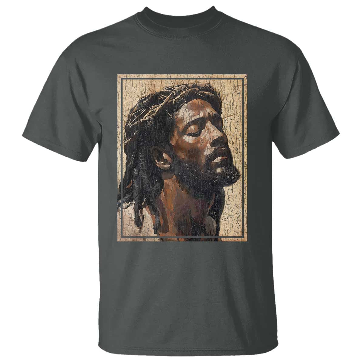 Religious Black Jesus With Crown Of Thorns T Shirt