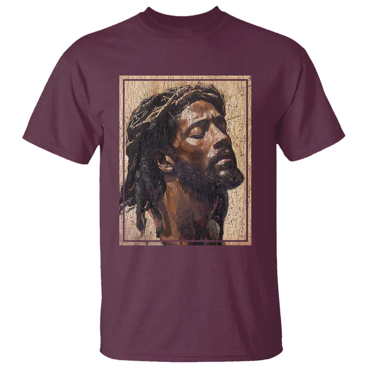 Religious Black Jesus With Crown Of Thorns T Shirt