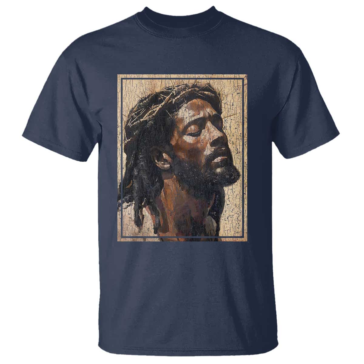 Religious Black Jesus With Crown Of Thorns T Shirt
