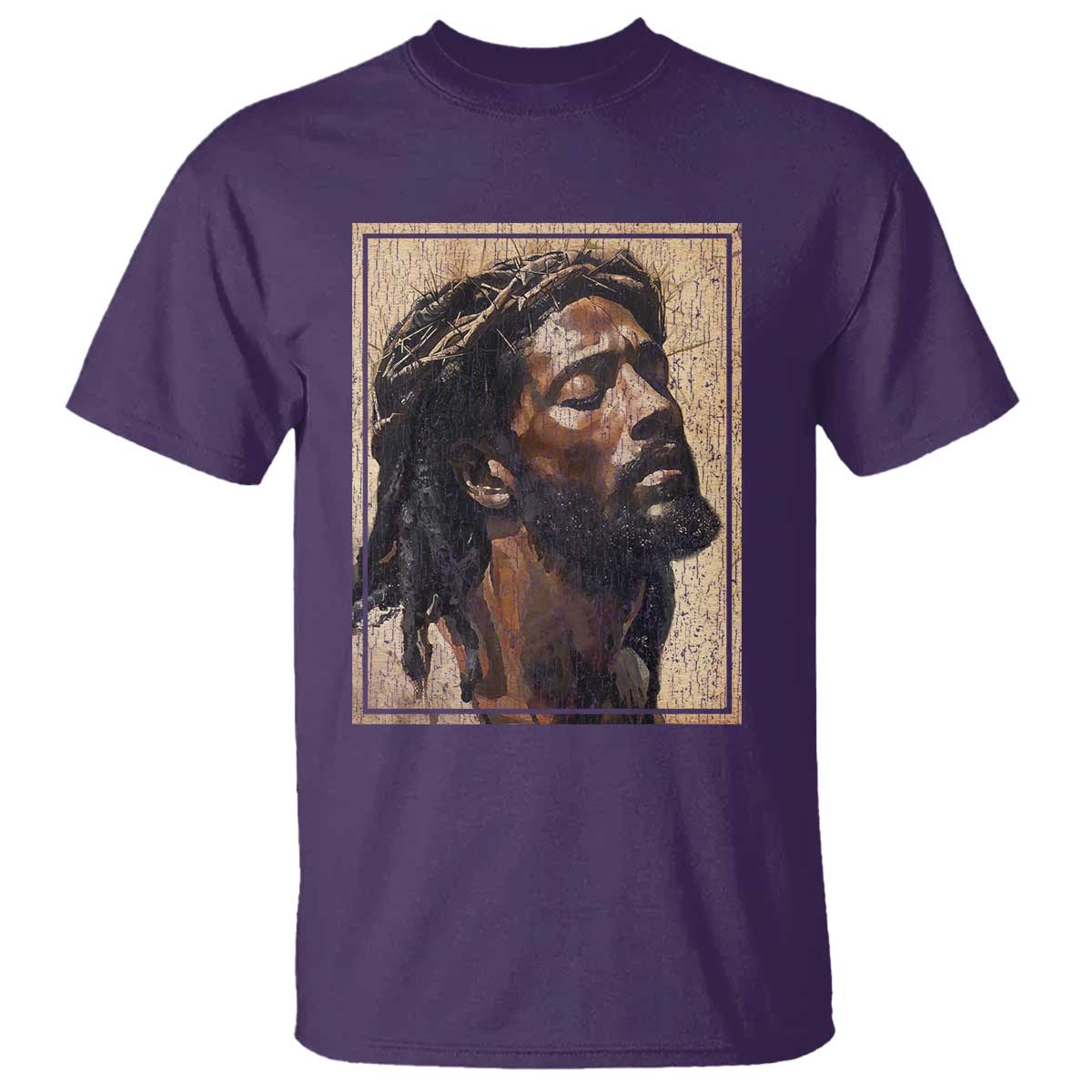 Religious Black Jesus With Crown Of Thorns T Shirt