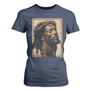 Religious Black Jesus With Crown Of Thorns T Shirt For Women