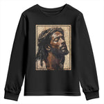 Religious Black Jesus With Crown Of Thorns Youth Sweatshirt
