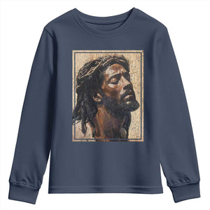 Religious Black Jesus With Crown Of Thorns Youth Sweatshirt