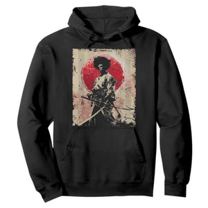 Funny African America Samurai Hoodie Japanese Art Black Warrior Fighter