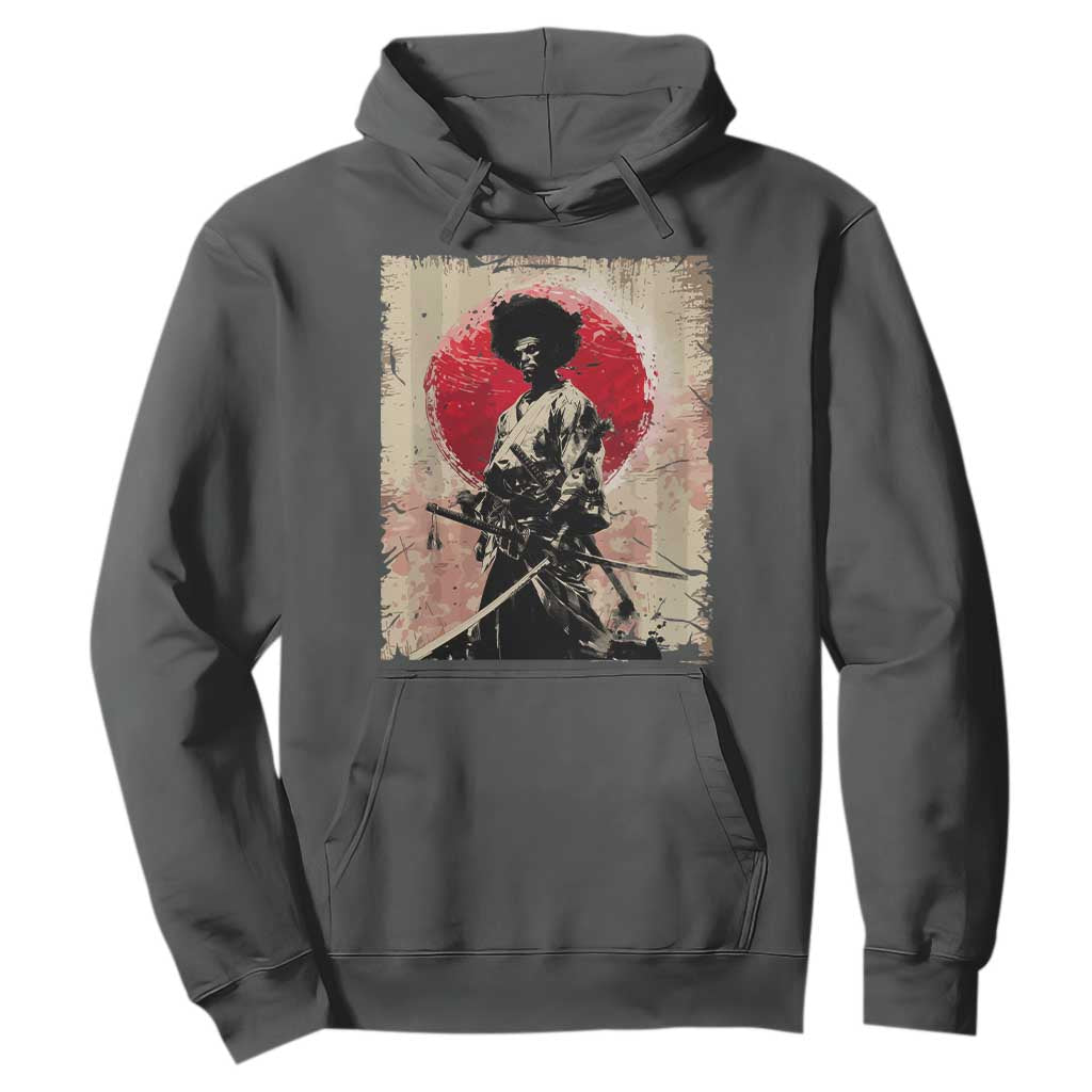 Funny African America Samurai Hoodie Japanese Art Black Warrior Fighter