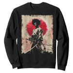 Funny African America Samurai Sweatshirt Japanese Art Black Warrior Fighter