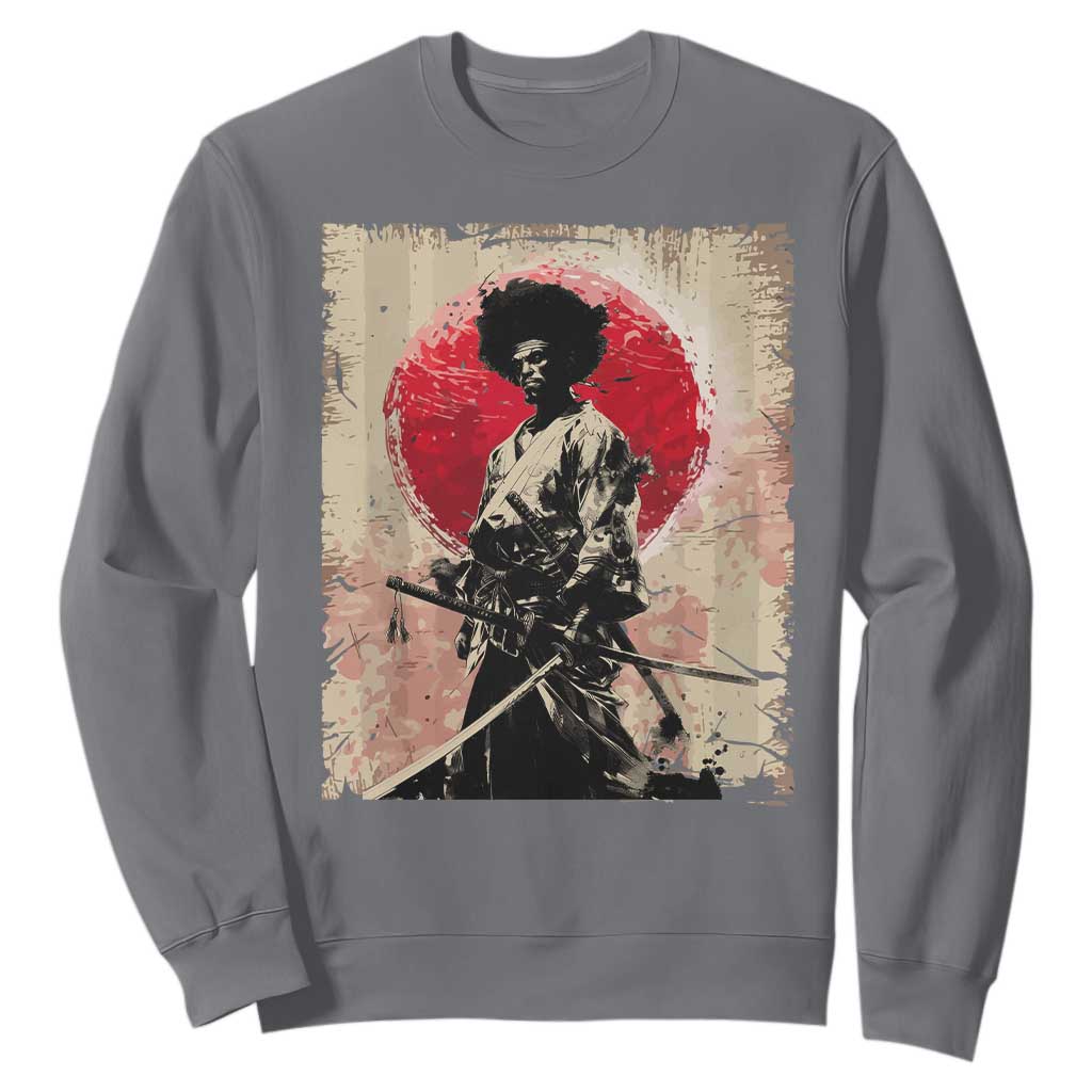 Funny African America Samurai Sweatshirt Japanese Art Black Warrior Fighter