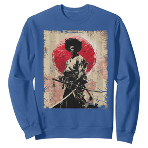 Funny African America Samurai Sweatshirt Japanese Art Black Warrior Fighter