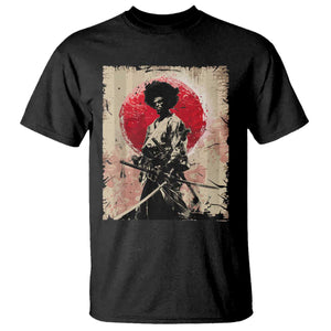 Funny African America Samurai T Shirt Japanese Art Black Warrior Fighter