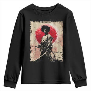 Funny African America Samurai Youth Sweatshirt Japanese Art Black Warrior Fighter