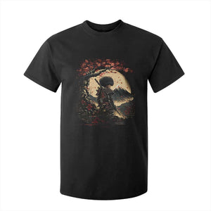 Funny African America Samurai T Shirt For Kid Japanese Art Black Warrior Sakura