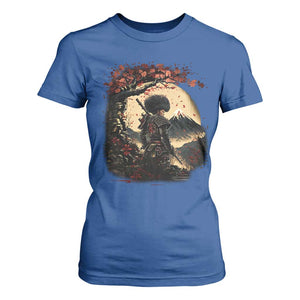 Funny African America Samurai T Shirt For Women Japanese Art Black Warrior Sakura