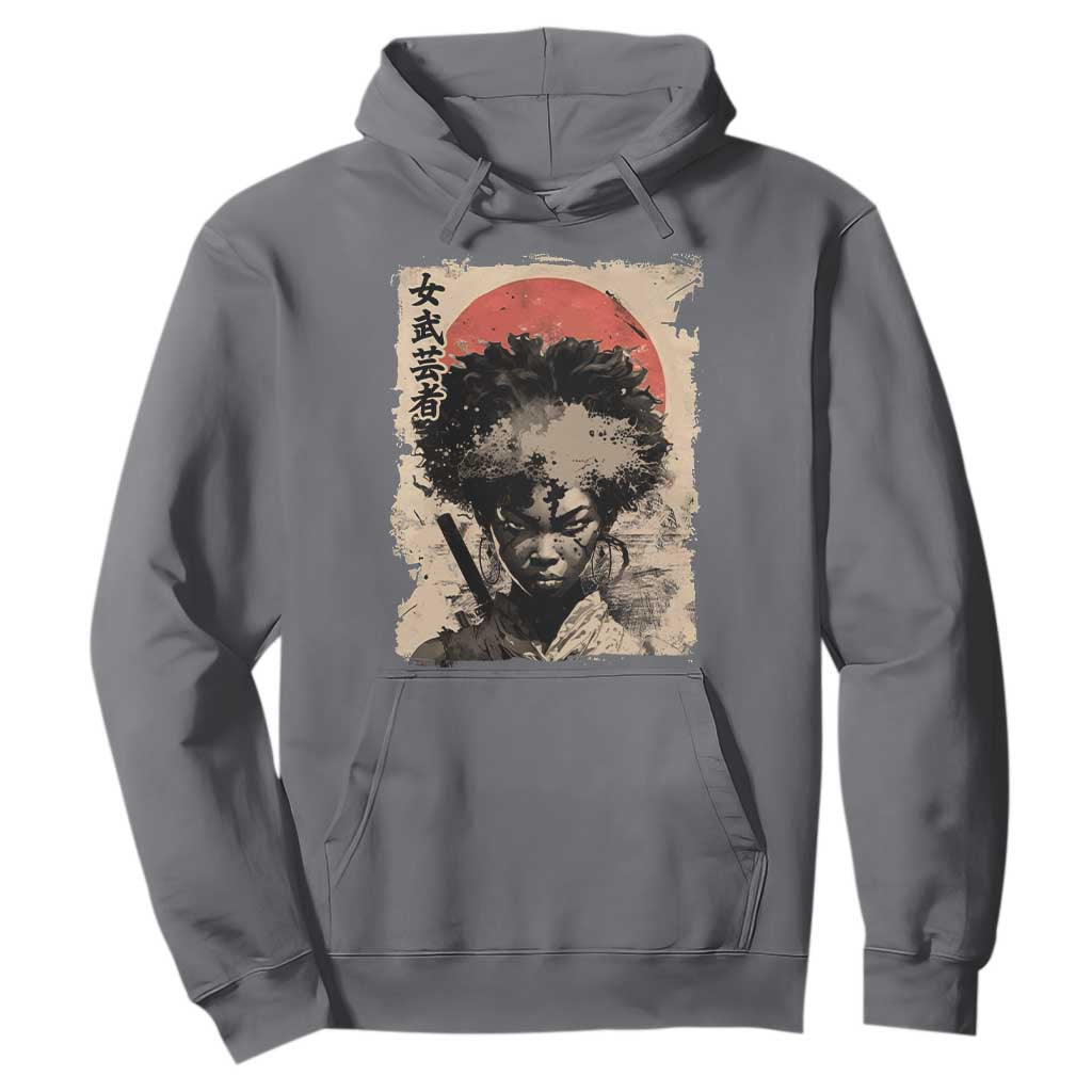 African American Female Samurai Warrior Hoodie Japanese Art Black Onna Bugeisha