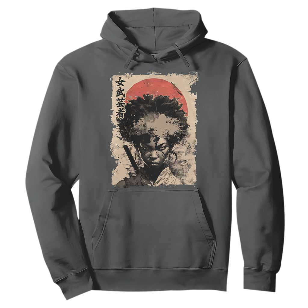 African American Female Samurai Warrior Hoodie Japanese Art Black Onna Bugeisha