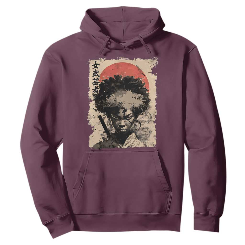 African American Female Samurai Warrior Hoodie Japanese Art Black Onna Bugeisha
