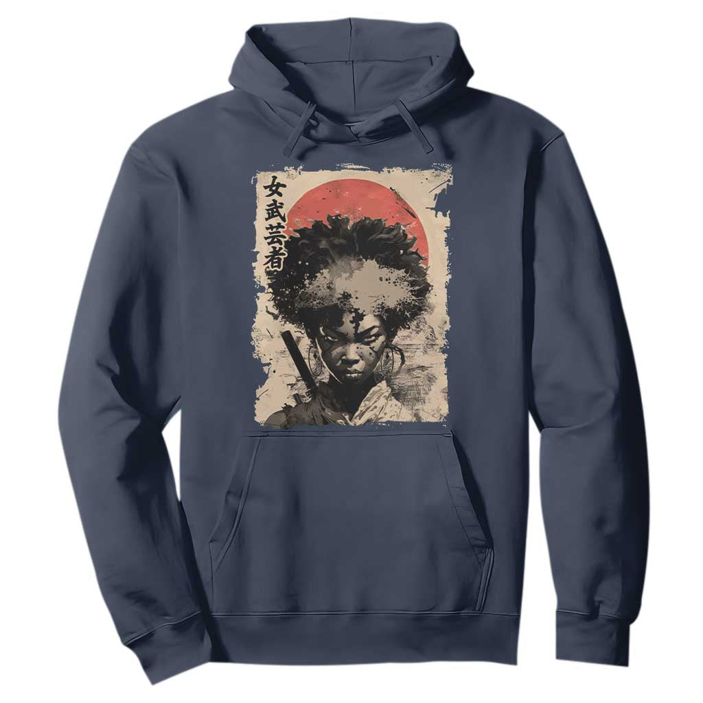 African American Female Samurai Warrior Hoodie Japanese Art Black Onna Bugeisha