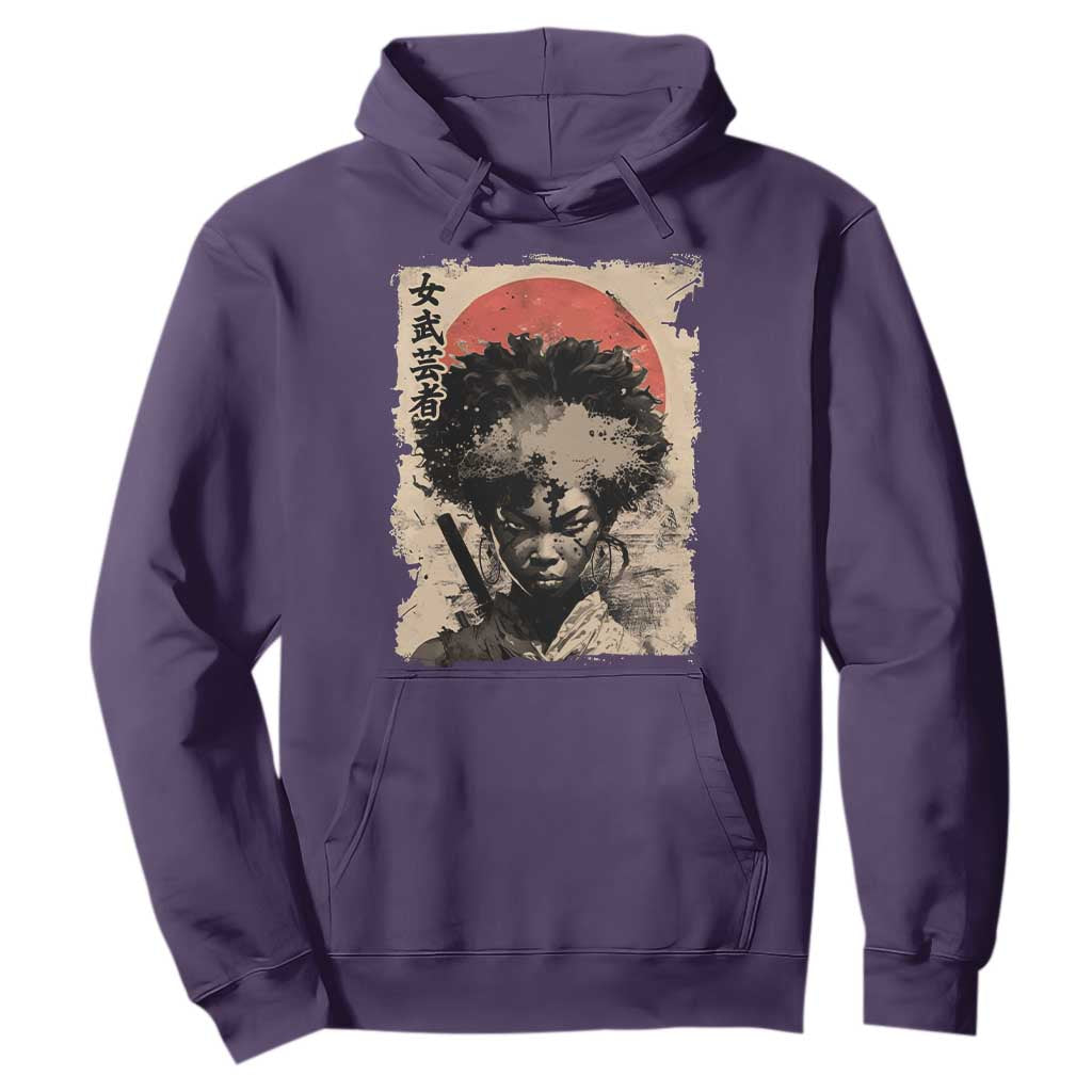 African American Female Samurai Warrior Hoodie Japanese Art Black Onna Bugeisha