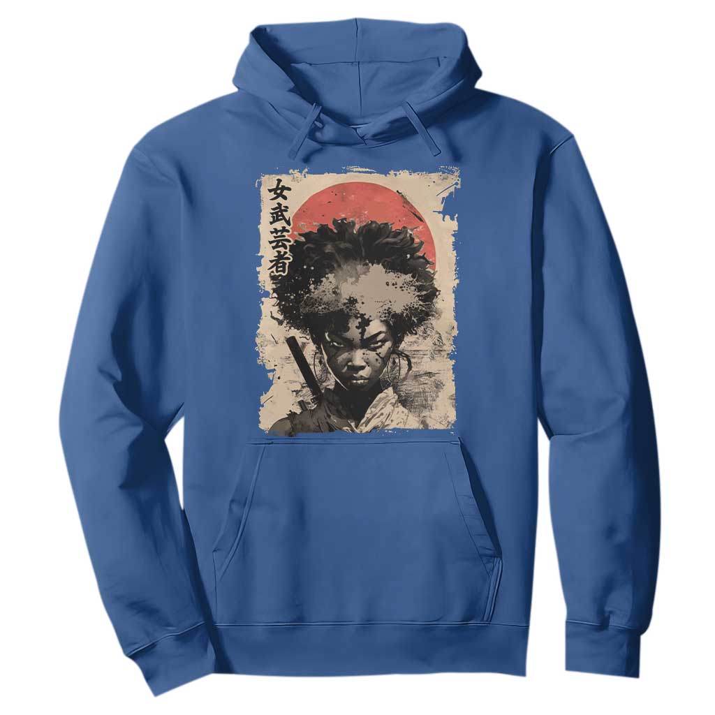 African American Female Samurai Warrior Hoodie Japanese Art Black Onna Bugeisha