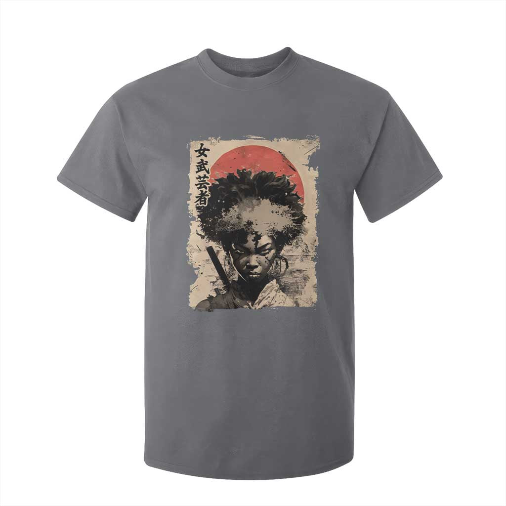 African American Female Samurai Warrior T Shirt For Kid Japanese Art Black Onna Bugeisha