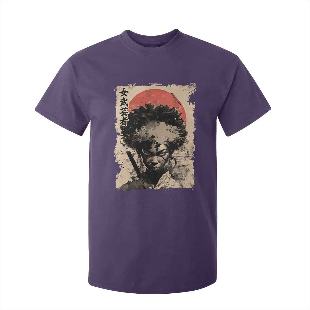 African American Female Samurai Warrior T Shirt For Kid Japanese Art Black Onna Bugeisha